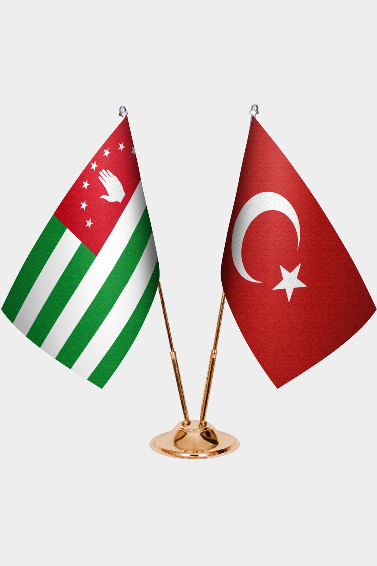 Abhazya ve Türkiye İkili Masa Bayrağı Seti kurulum görünümü