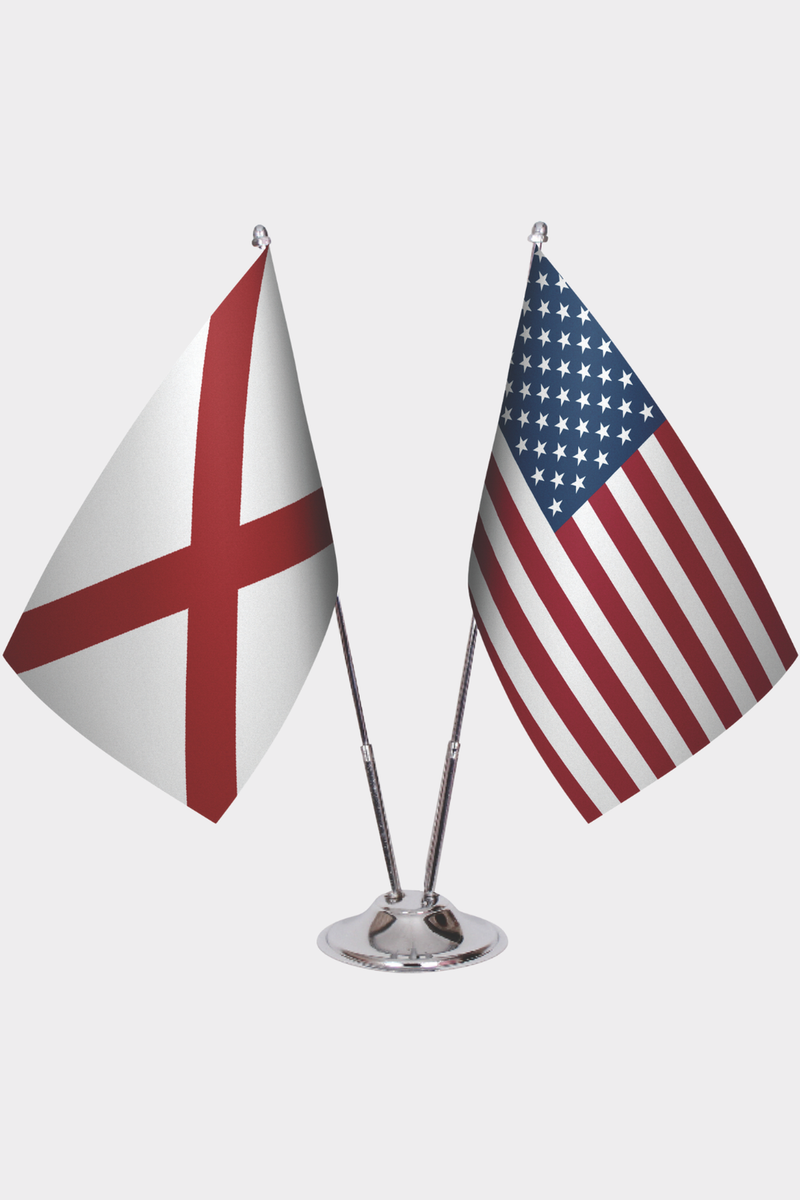 Alabama ve ABD İkili Masa Bayrağı Seti