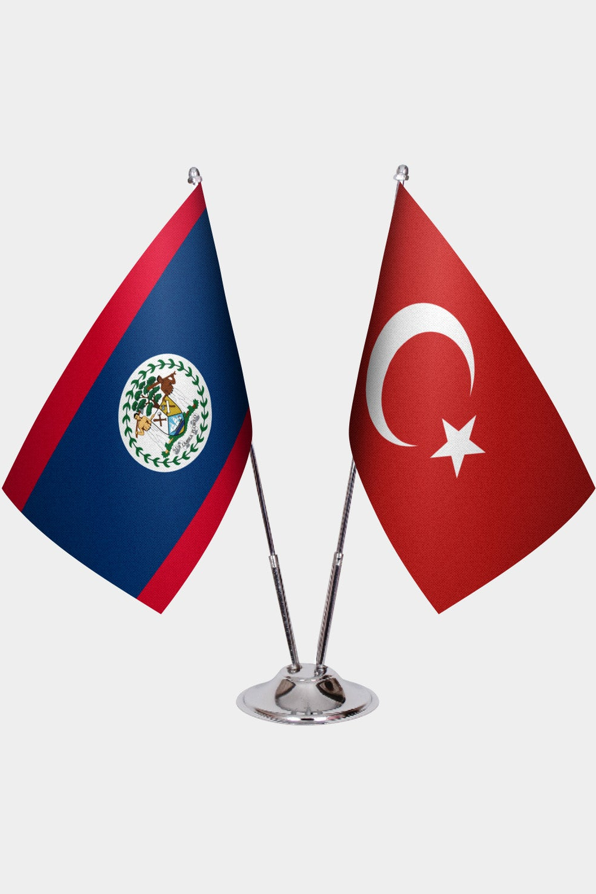Belize ve Türkiye İkili Masa Bayrağı Seti
