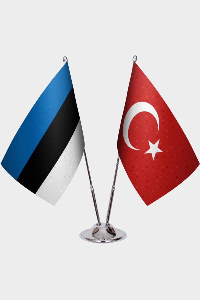 Estonya ve Türkiye İkili Masa Bayrağı Seti