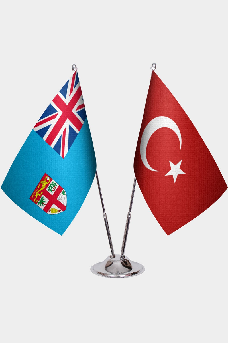 Fiji ve Türkiye İkili Masa Bayrağı Seti