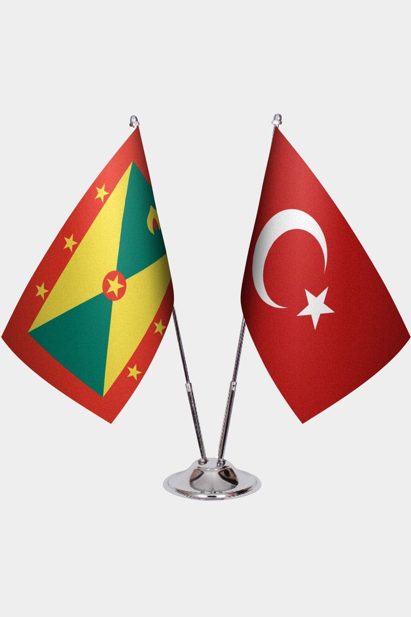 Grenada ve Türkiye İkili Masa Bayrağı Seti