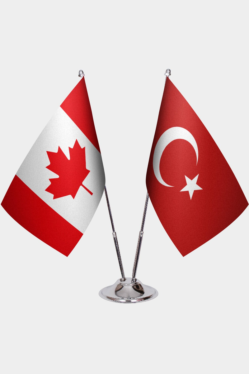 Kanada ve Türkiye İkili Masa Bayrağı Seti