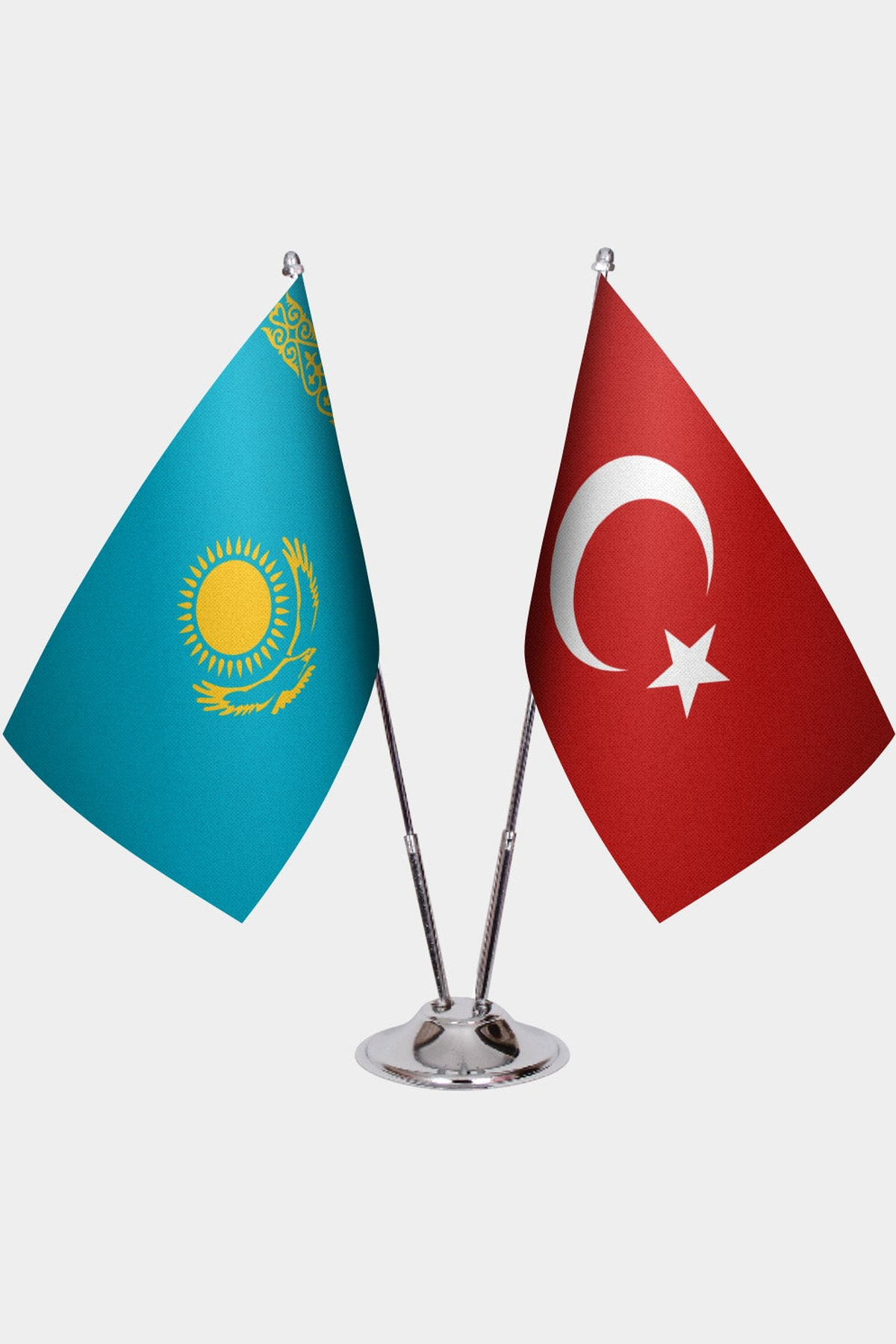 Kazakistan ve Türkiye İkili Masa Bayrağı Seti