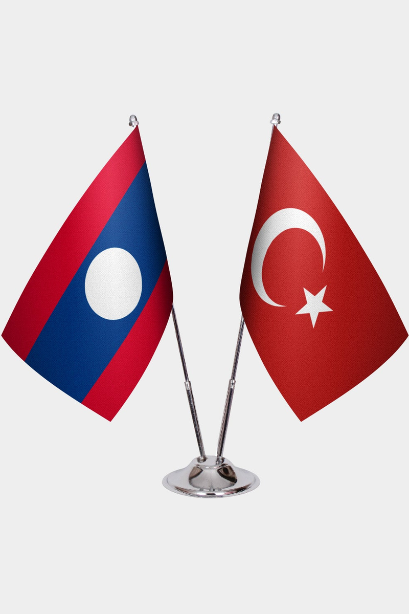 Laos ve Türkiye İkili Masa Bayrağı Seti