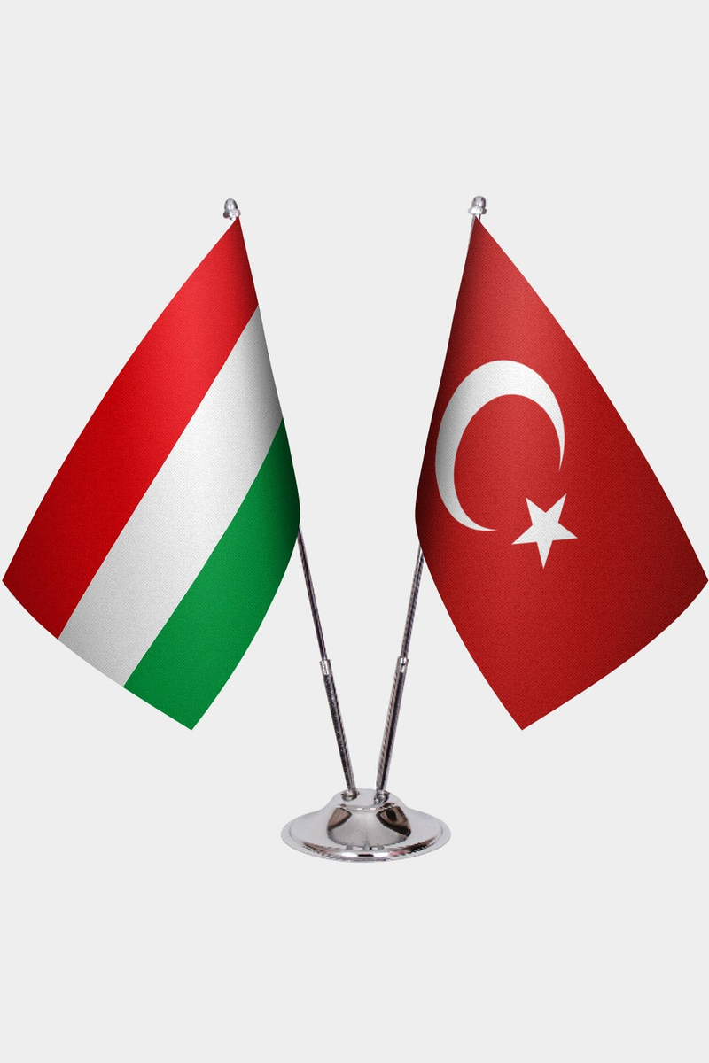 Macaristan ve Türkiye İkili Masa Bayrağı Seti