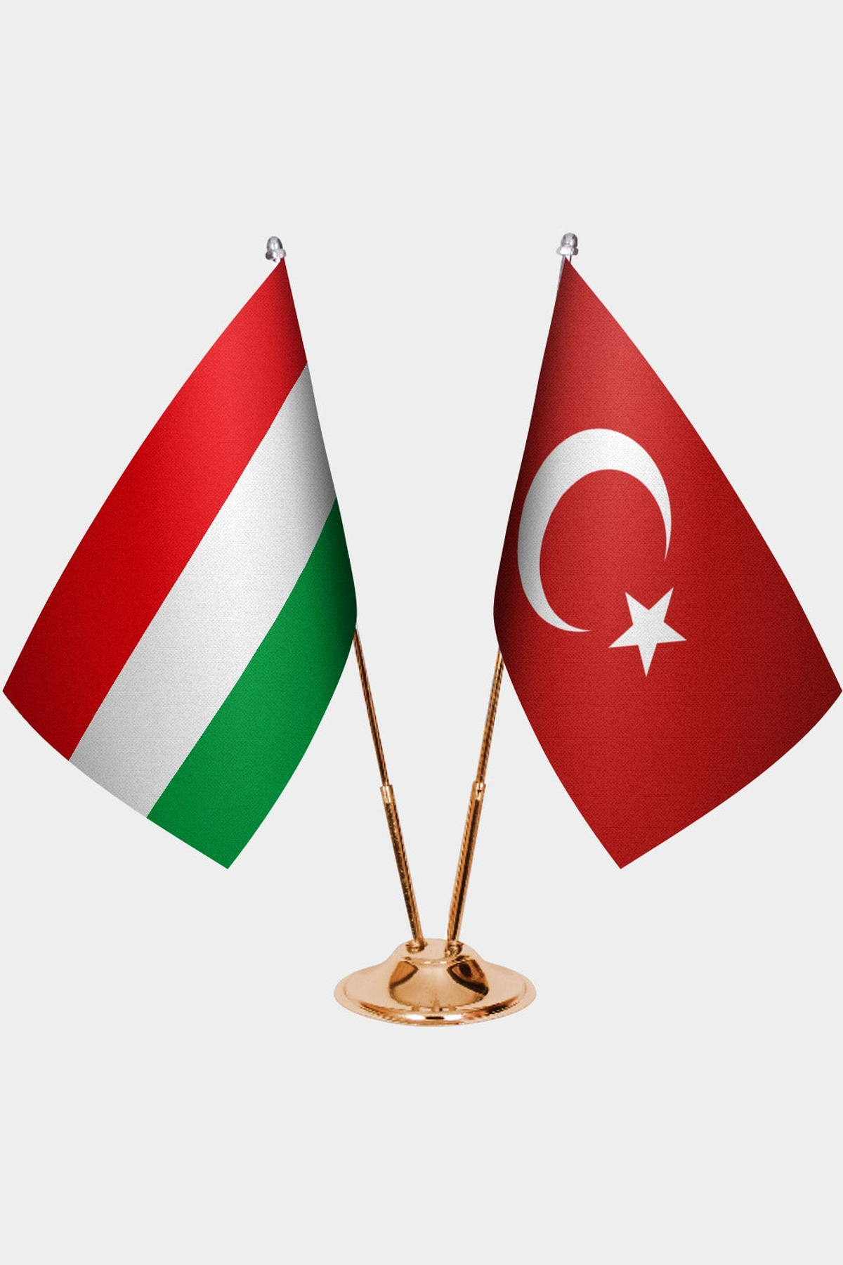 Macaristan ve Türkiye İkili Masa Bayrağı Seti kurulum görünümü