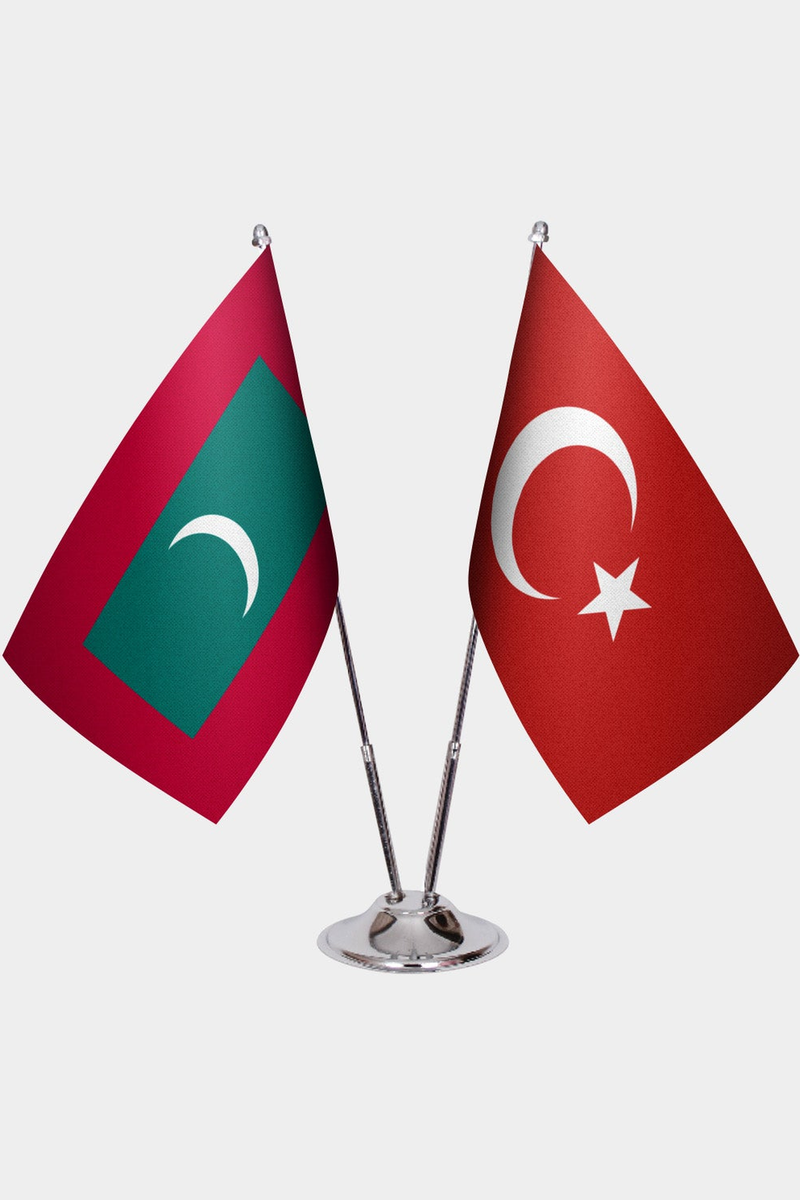 Maldivler ve Türkiye İkili Masa Bayrağı Seti