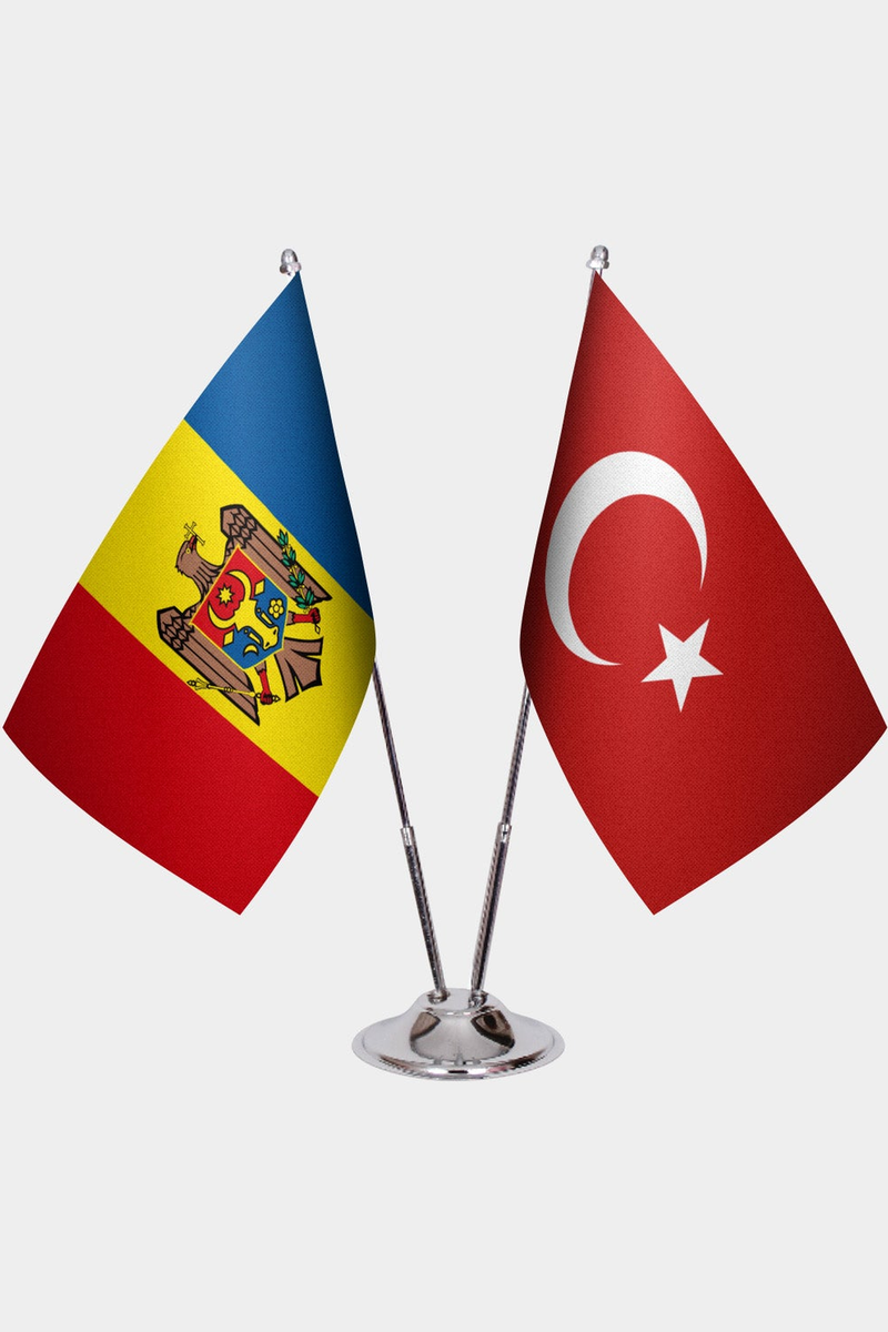Moldova ve Türkiye İkili Masa Bayrağı Seti