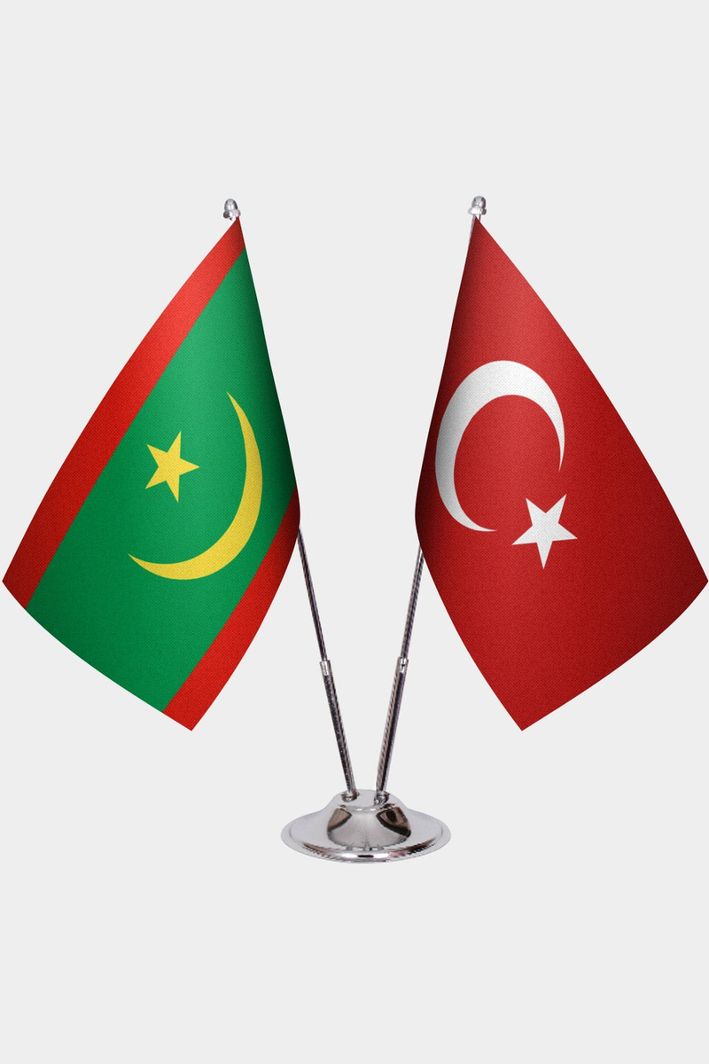 Moritanya ve Türkiye İkili Masa Bayrağı Seti