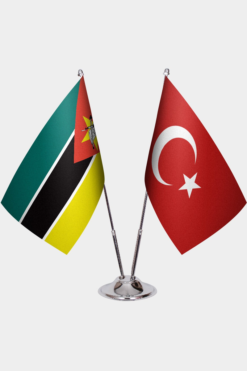 Mozambik ve Türkiye İkili Masa Bayrağı Seti