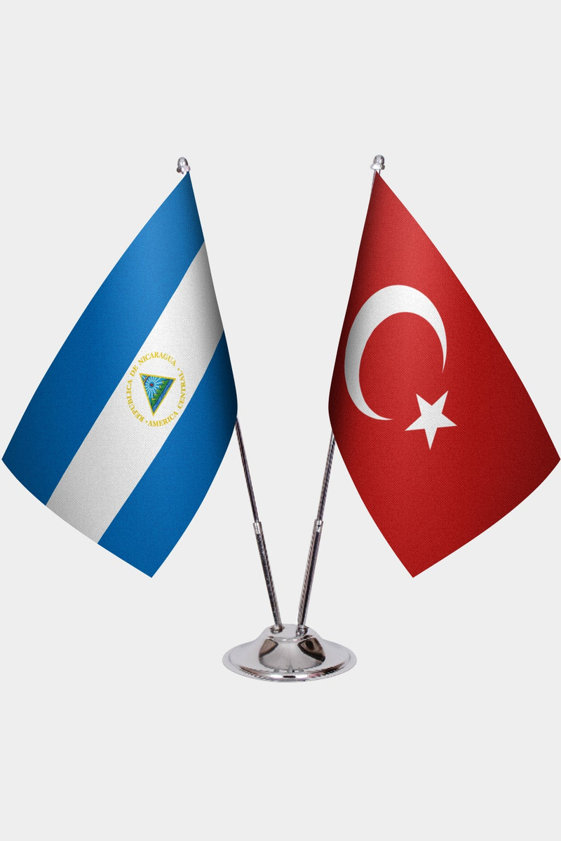 Nikaragua ve Türkiye İkili Masa Bayrağı Seti