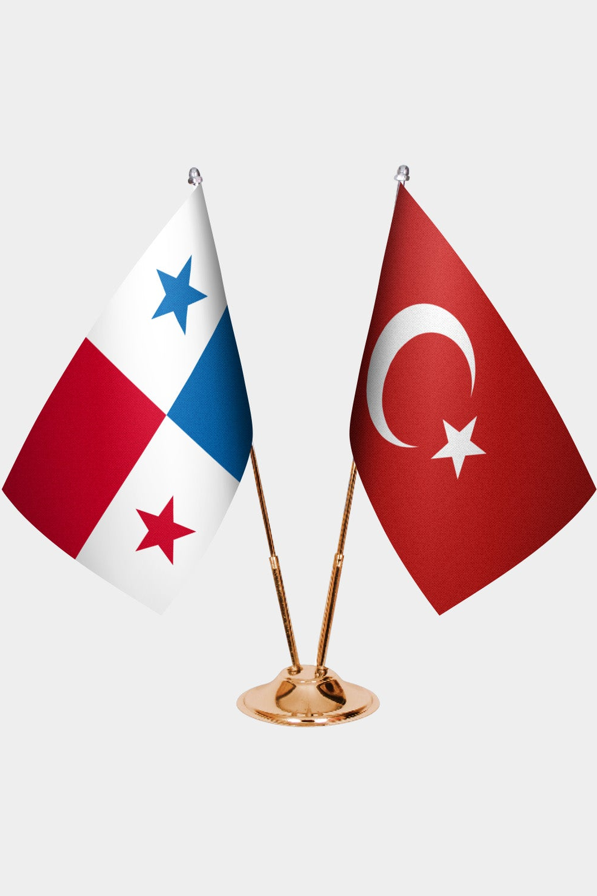 Panama ve Türkiye İkili Masa Bayrağı Seti kurulum görünümü