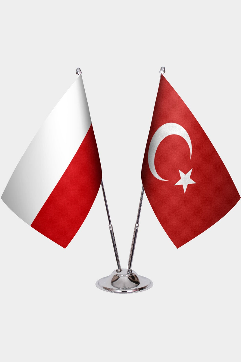 Polonya ve Türkiye İkili Masa Bayrağı Seti