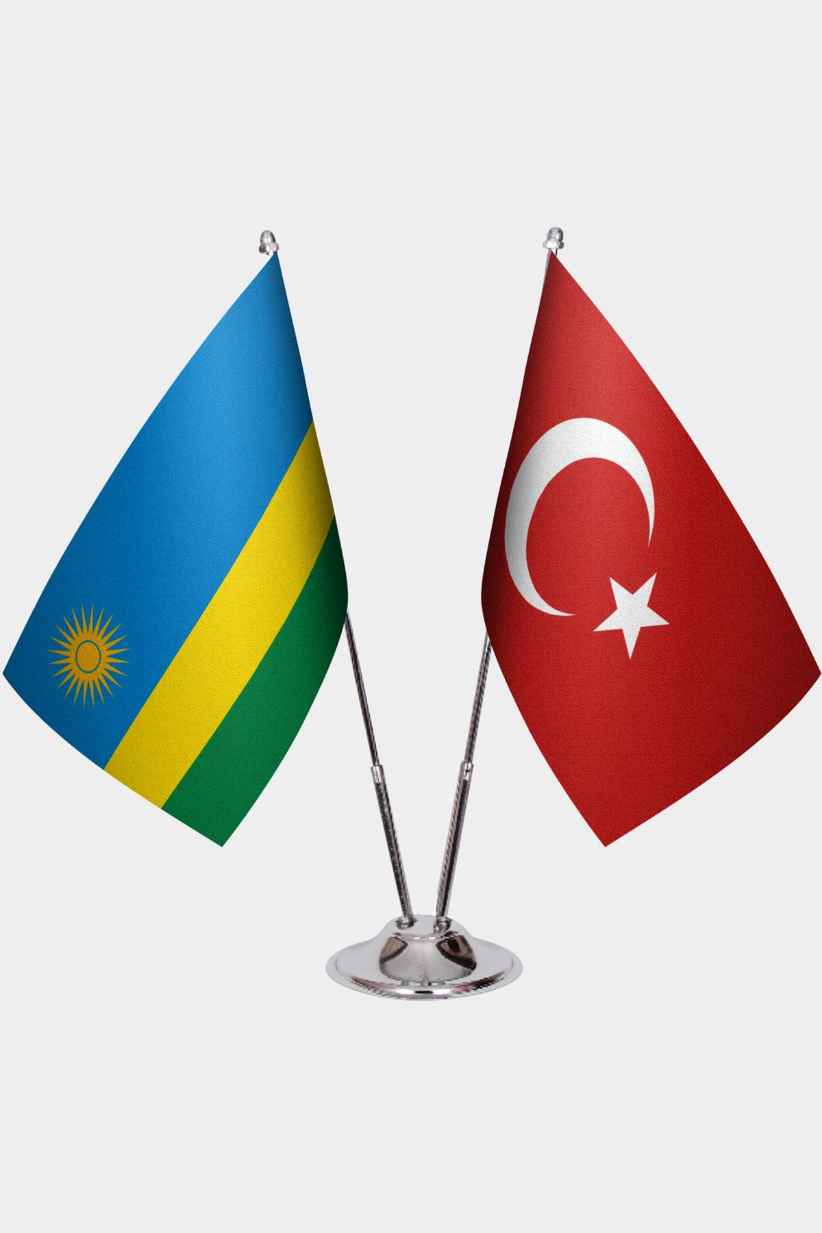 Ruanda ve Türkiye İkili Masa Bayrağı Seti