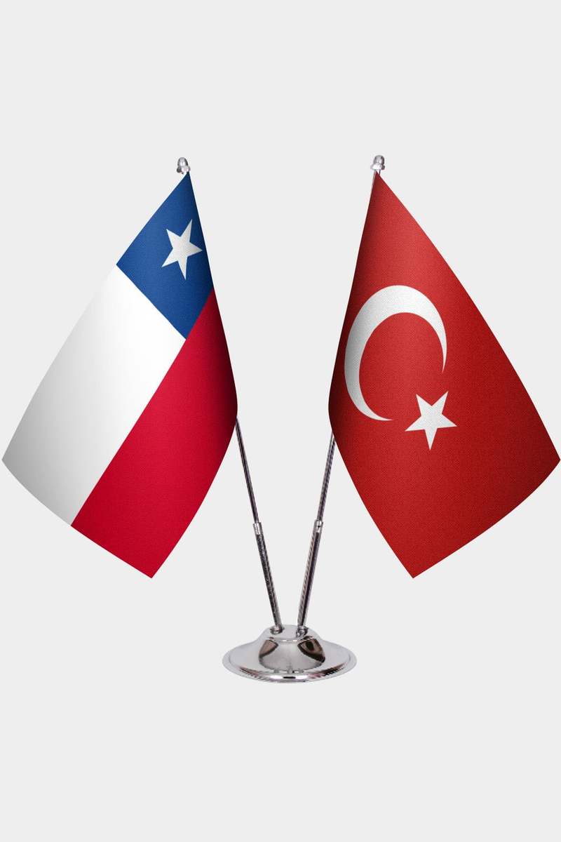 Şili ve Türkiye İkili Masa Bayrağı Seti