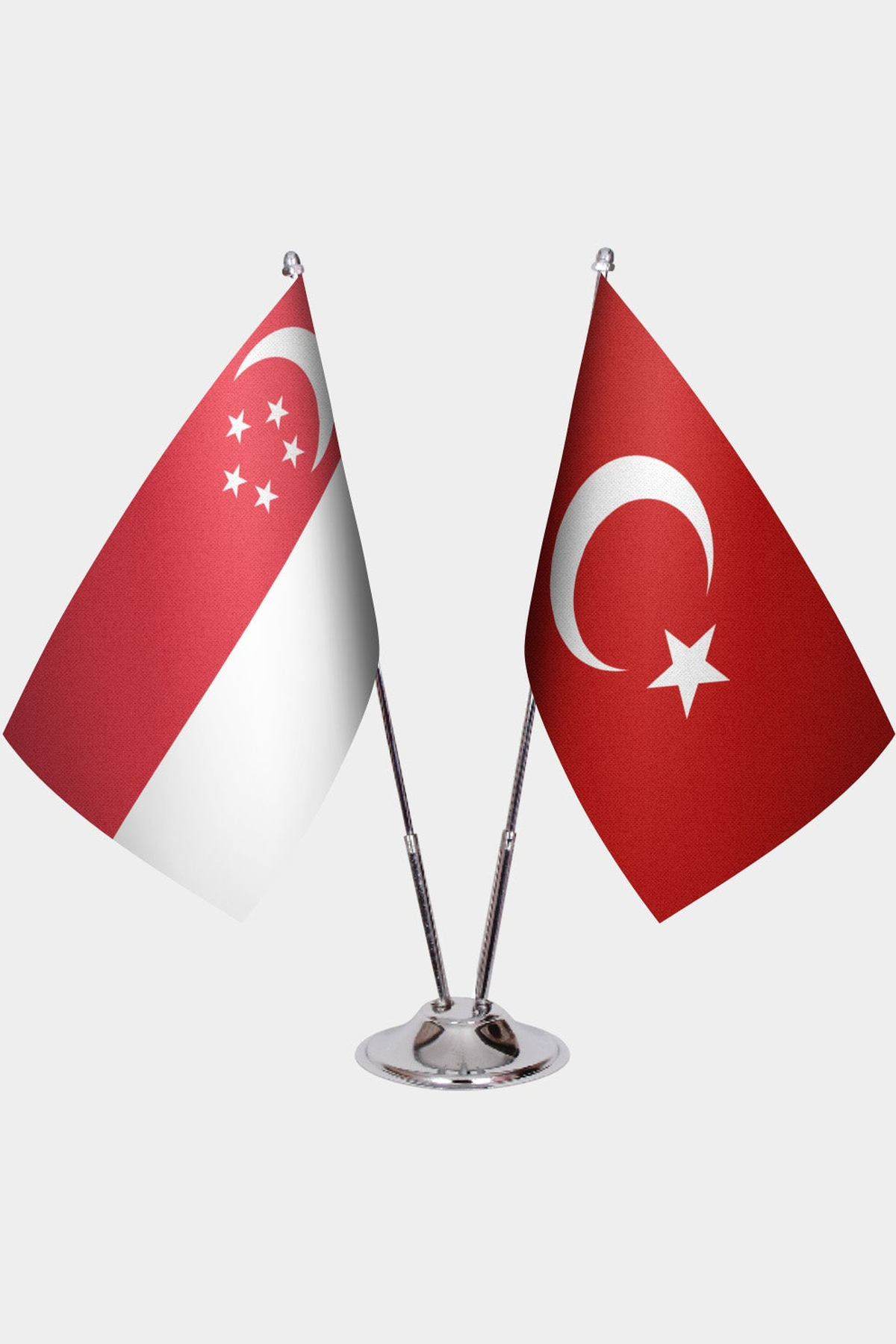 Singapur ve Türkiye İkili Masa Bayrağı Seti
