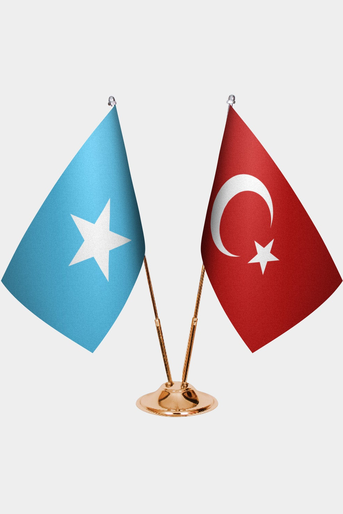 Somali ve Türkiye İkili Masa Bayrağı Seti kurulum görünümü