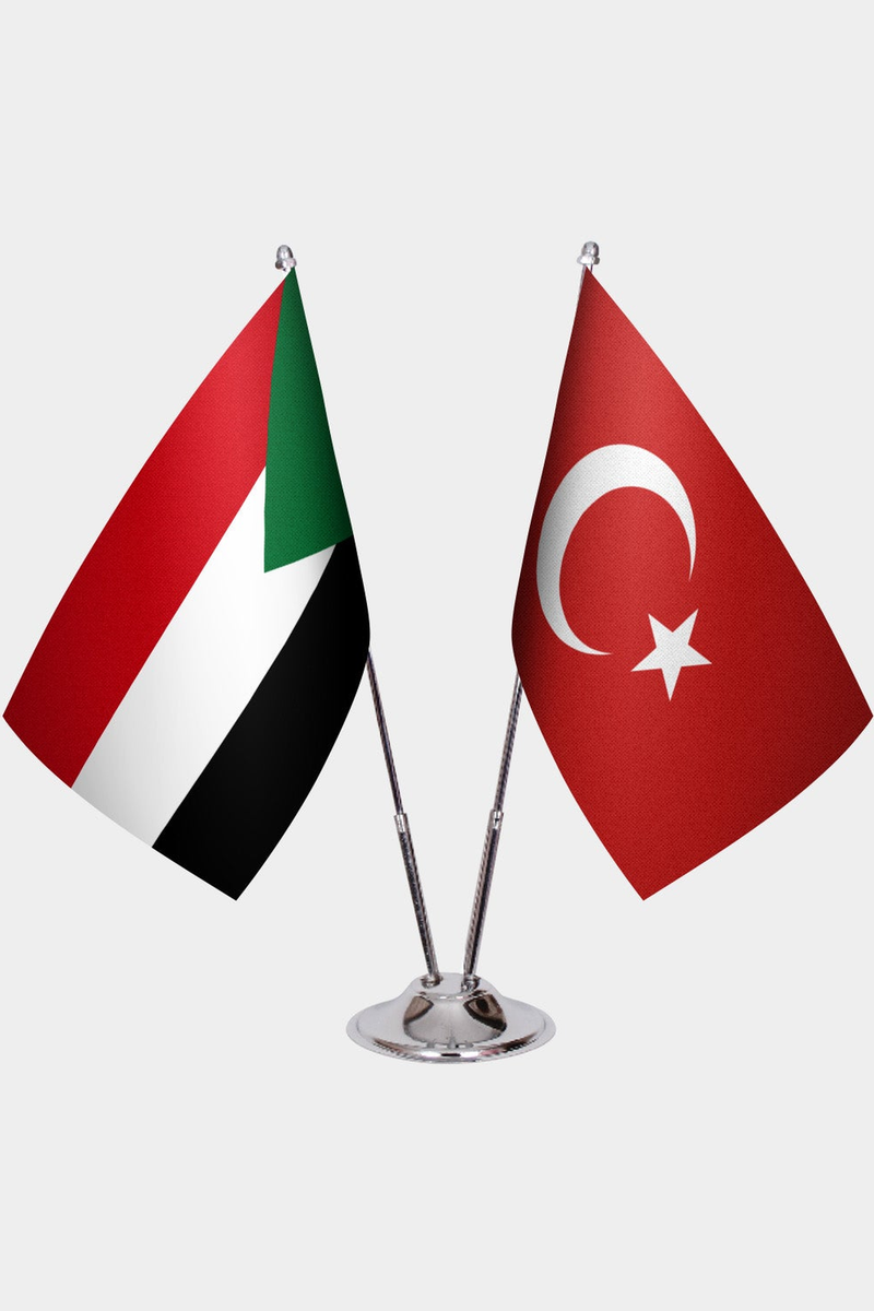 Sudan ve Türkiye İkili Masa Bayrağı Seti