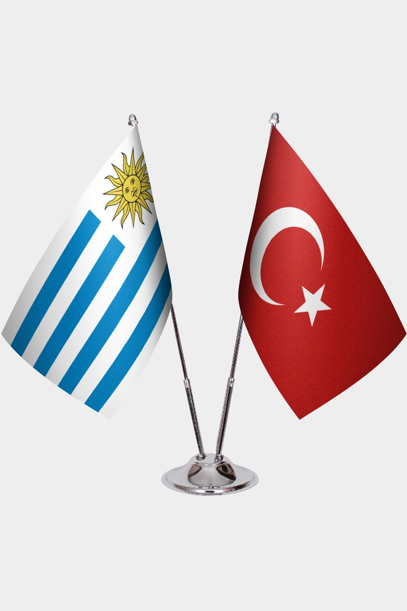 Uruguay ve Türkiye İkili Masa Bayrağı Seti