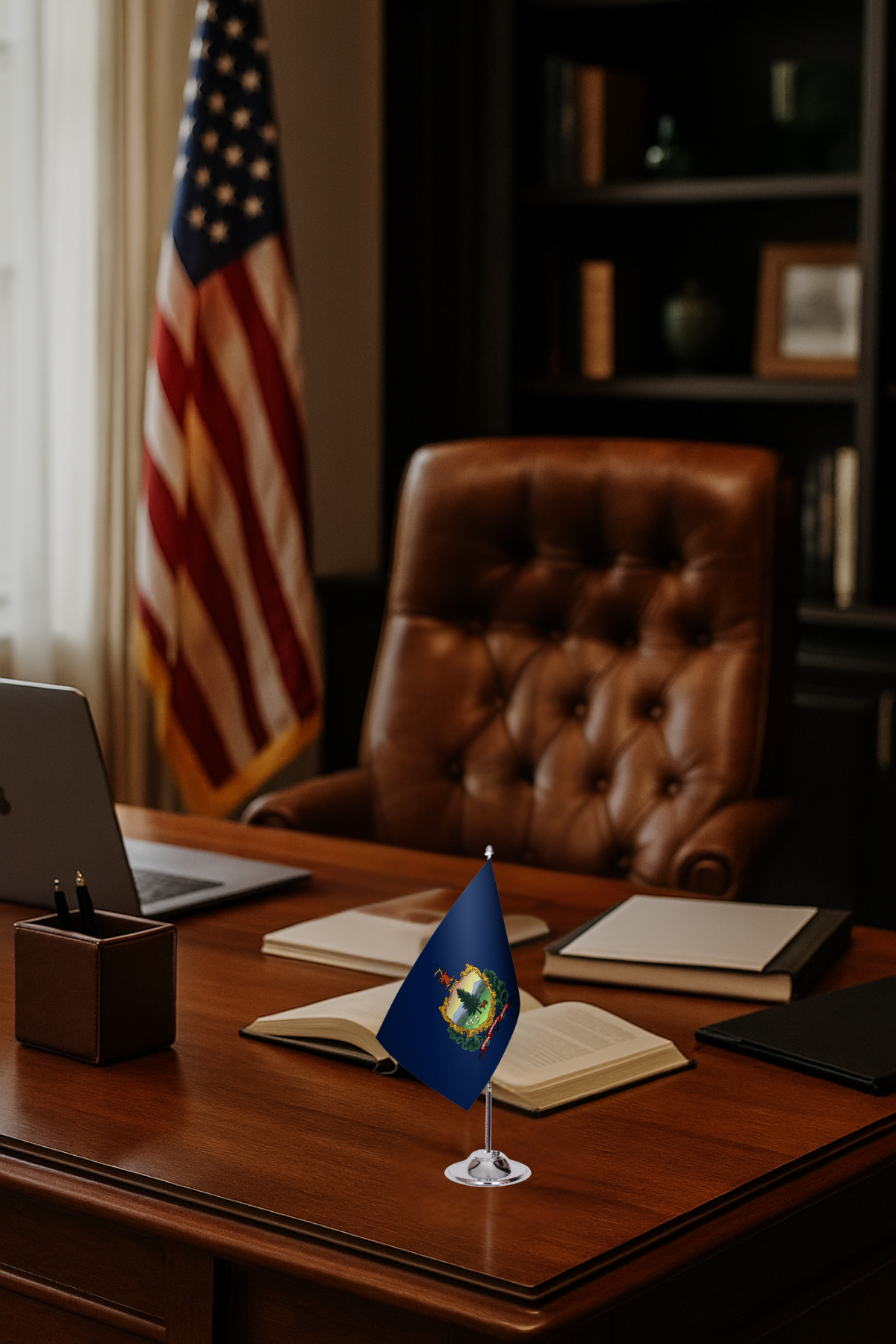 Vermont Eyalet Masa Bayrağı detay görünümü