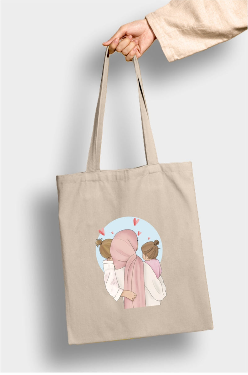 Anne ve Kız Baskılı Tote Çanta