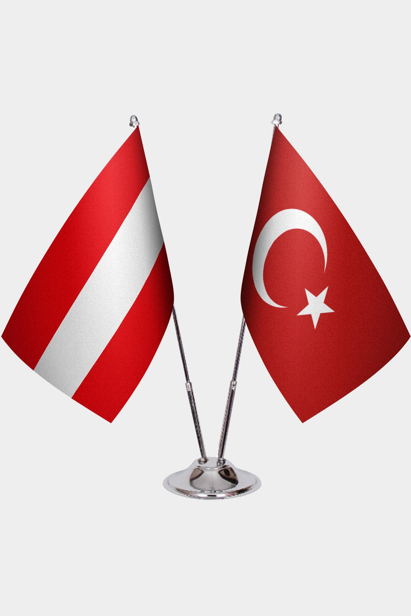 Avusturya ve Türkiye İkili Masa Bayrağı Seti