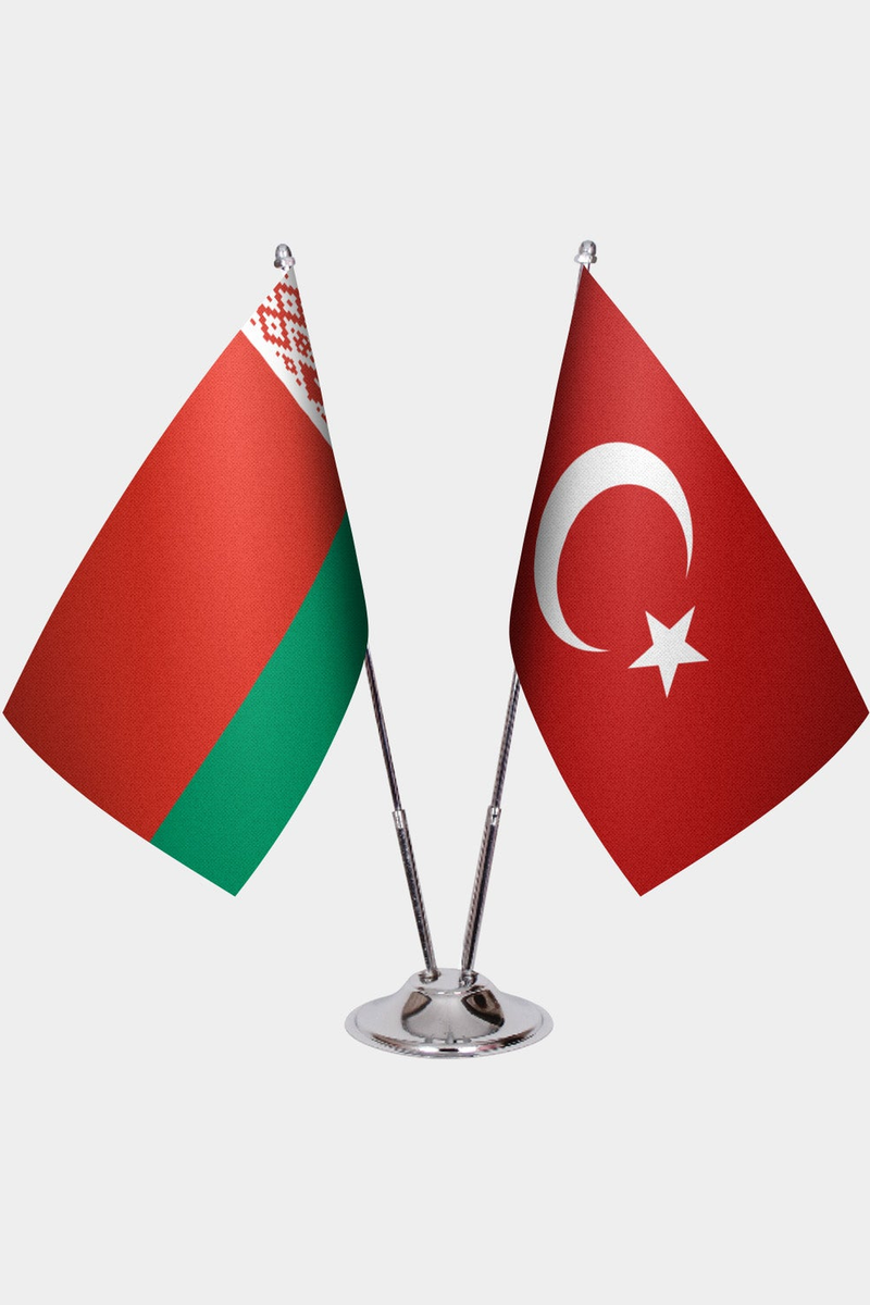 Belarus ve Türkiye İkili Masa Bayrağı Seti