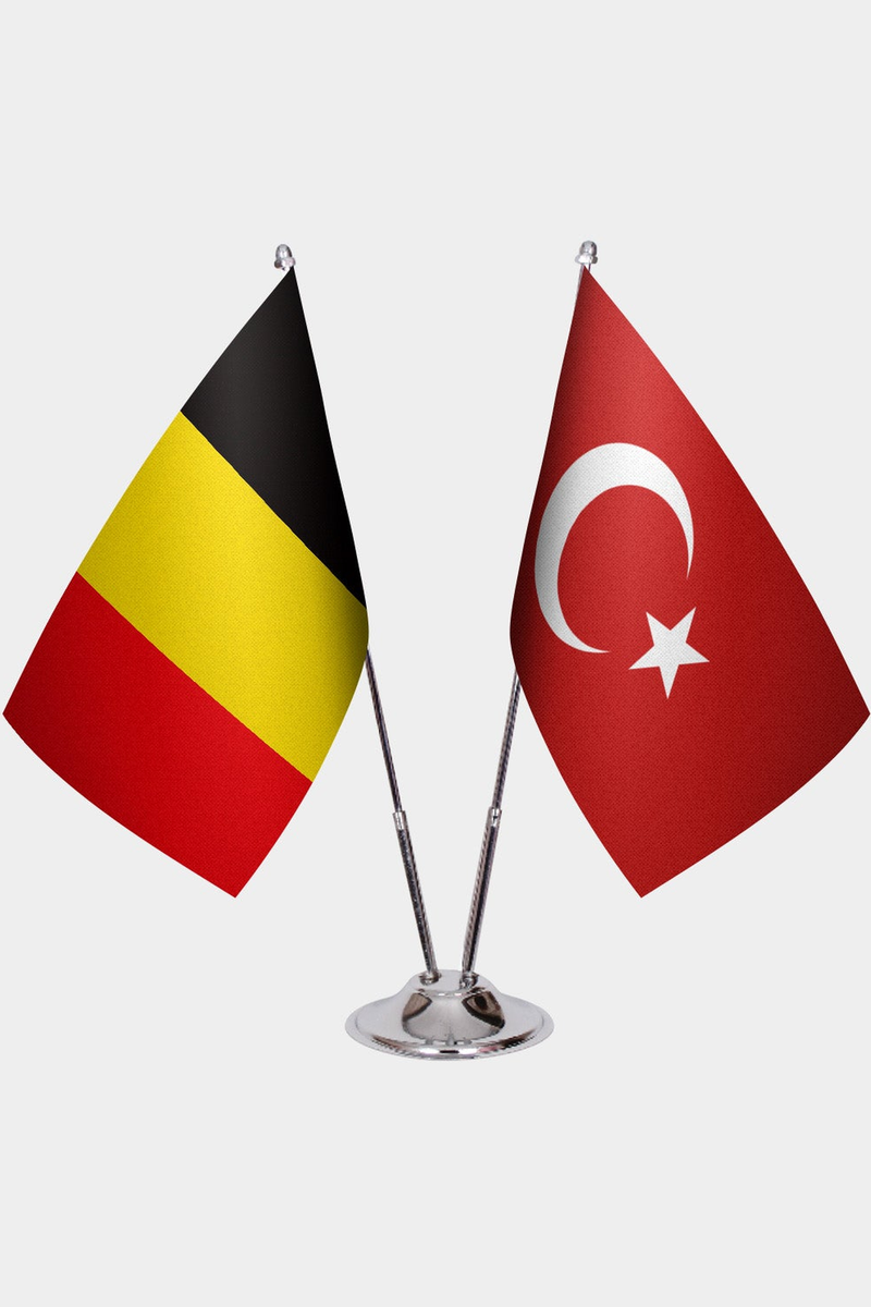 Belçika ve Türkiye İkili Masa Bayrağı Seti