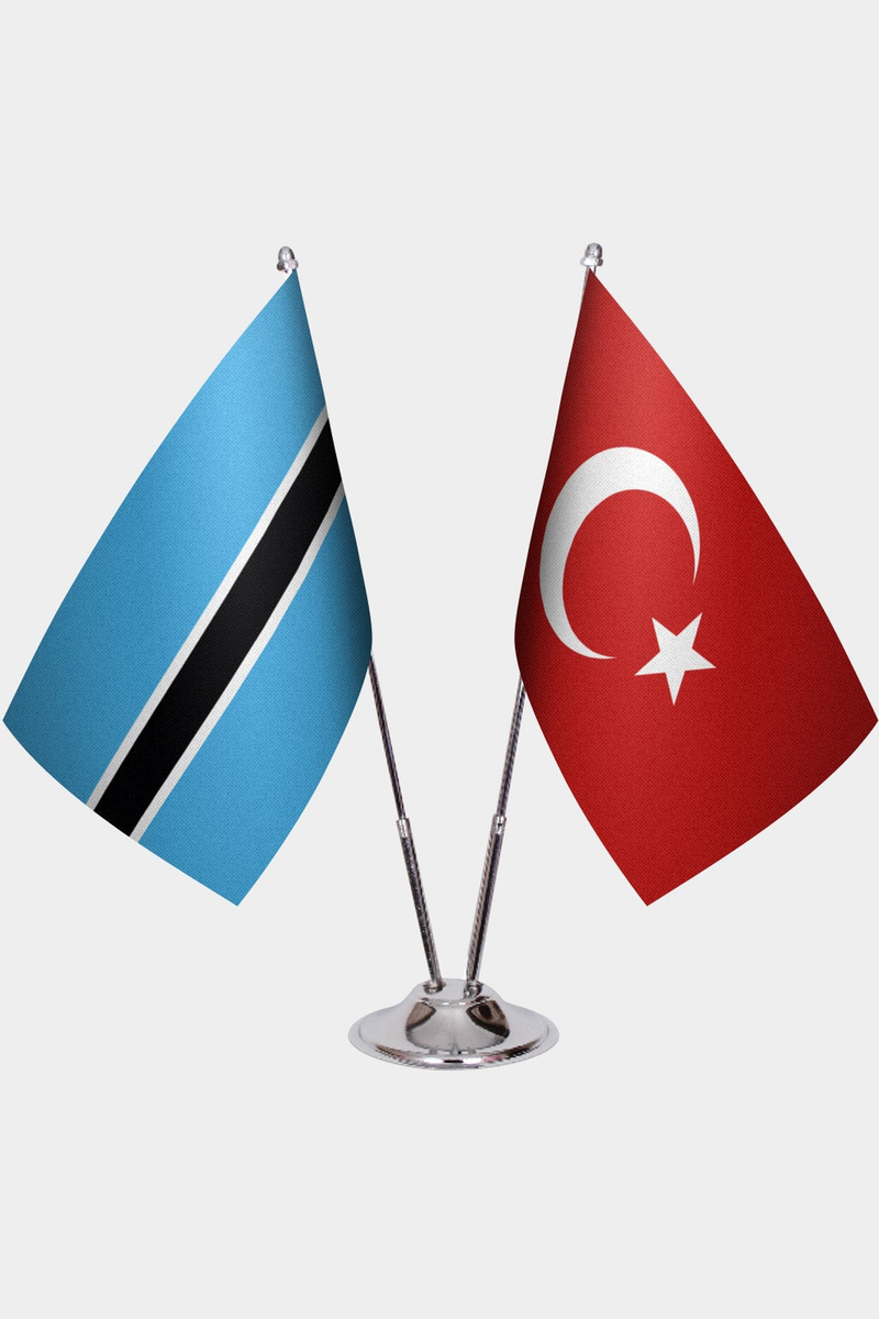 Botsvana ve Türkiye İkili Masa Bayrağı Seti