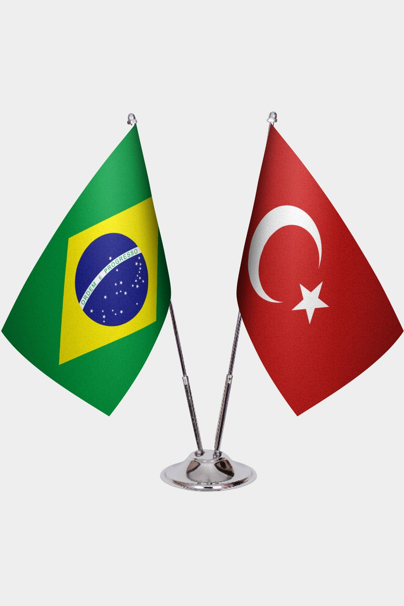 Brezilya ve Türkiye İkili Masa Bayrağı Seti