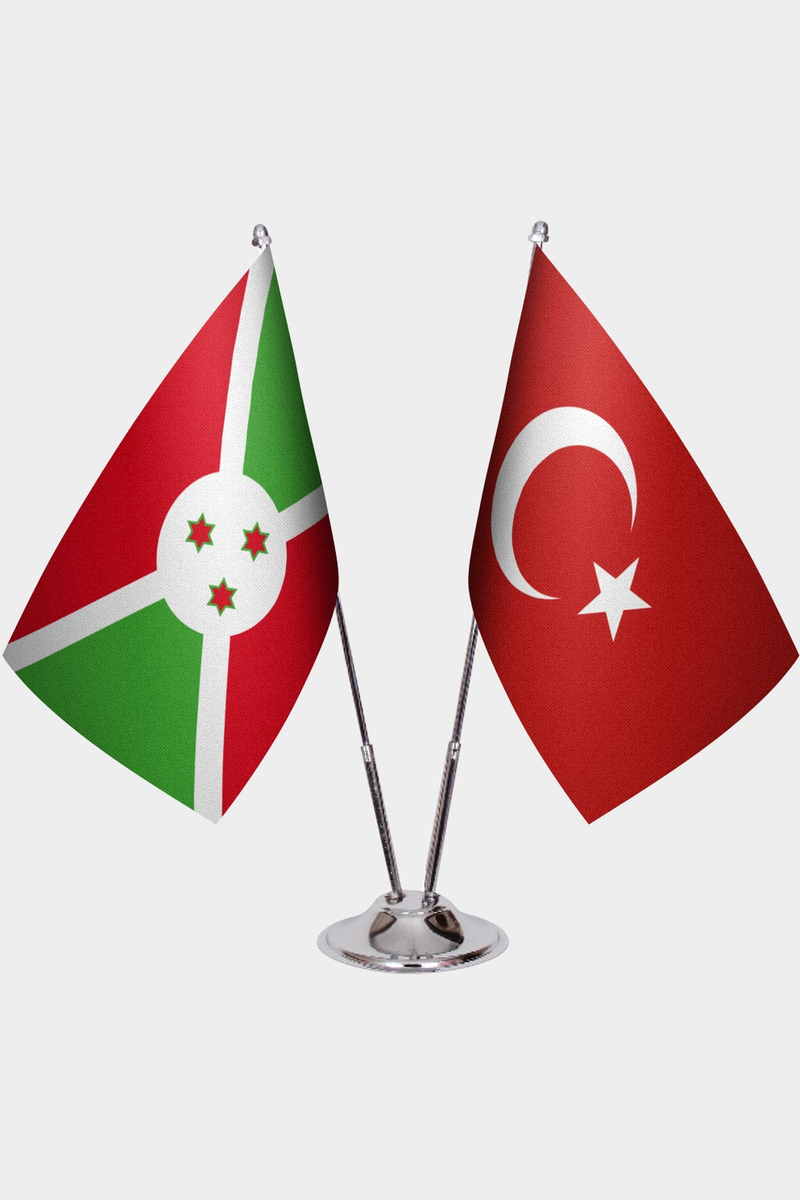 Burundi ve Türkiye İkili Masa Bayrağı Seti