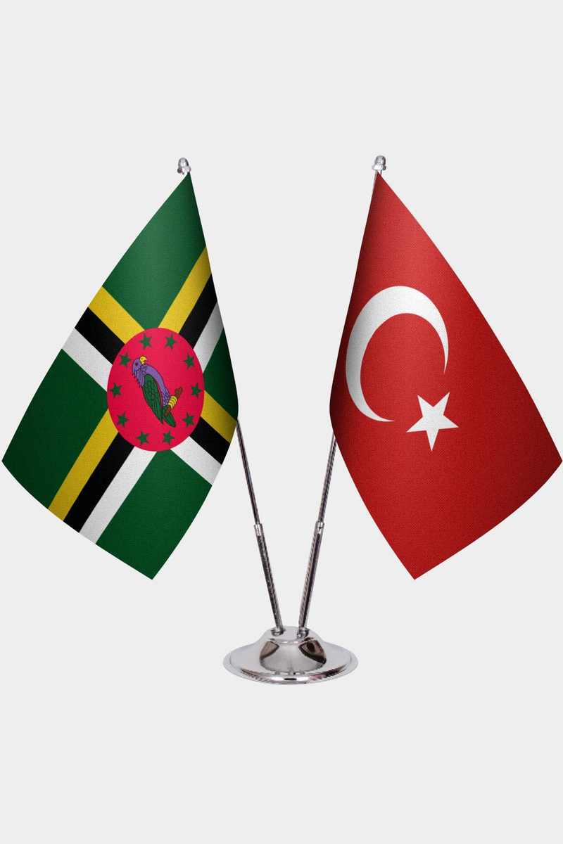 Dominika ve Türkiye İkili Masa Bayrağı Seti