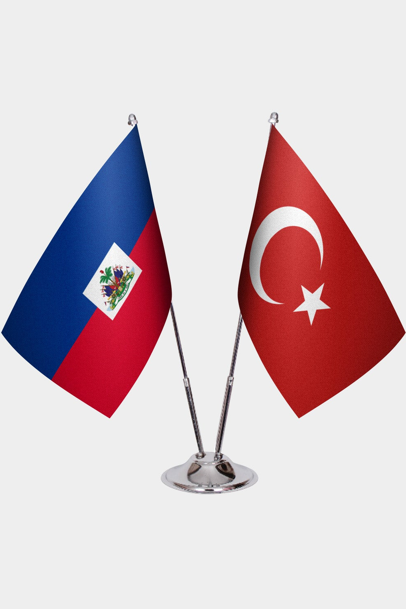 Haiti ve Türkiye İkili Masa Bayrağı Seti