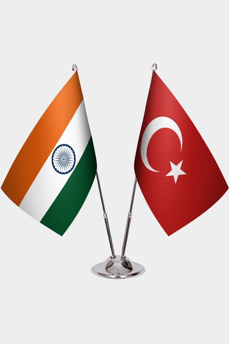 Hindistan ve Türkiye İkili Masa Bayrağı Seti