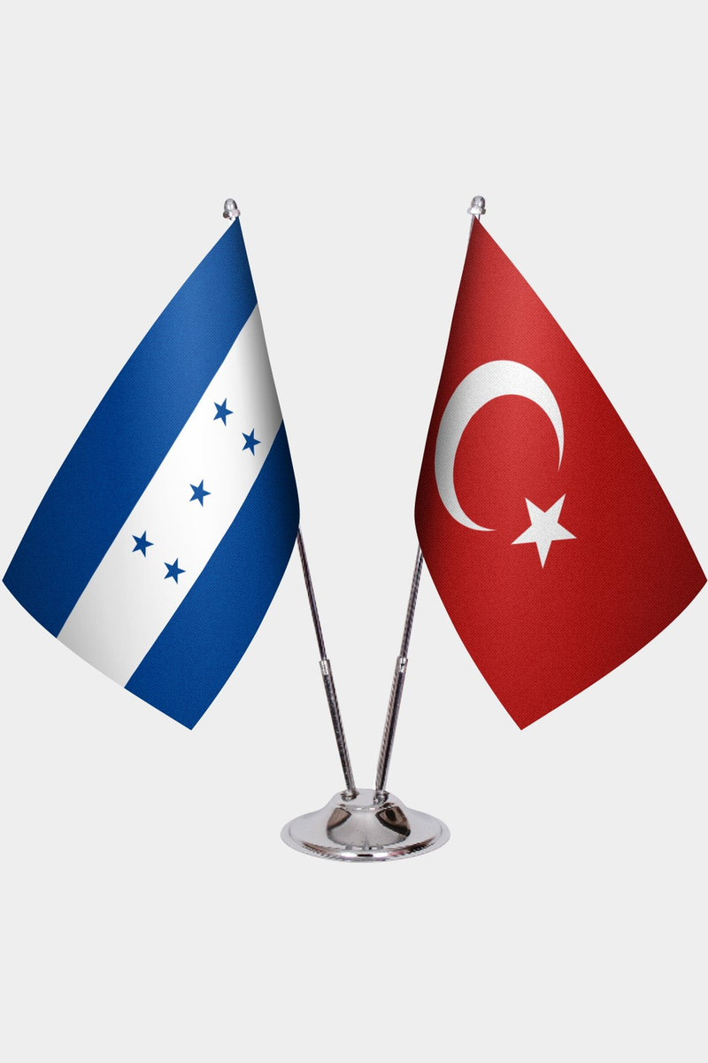 Honduras ve Türkiye İkili Masa Bayrağı Seti