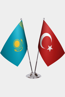 Kazakistan ve Türkiye İkili Masa Bayrağı Seti