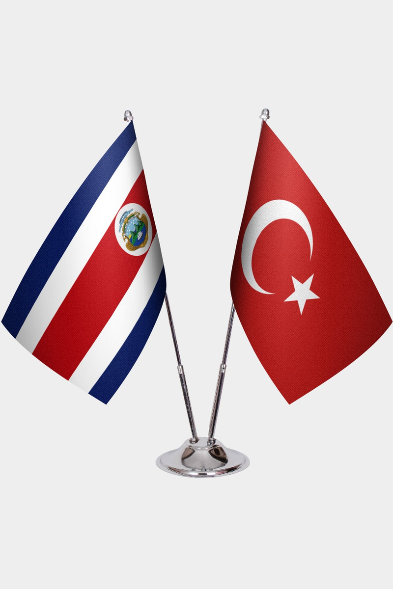 Kosta Rika ve Türkiye İkili Masa Bayrağı Seti