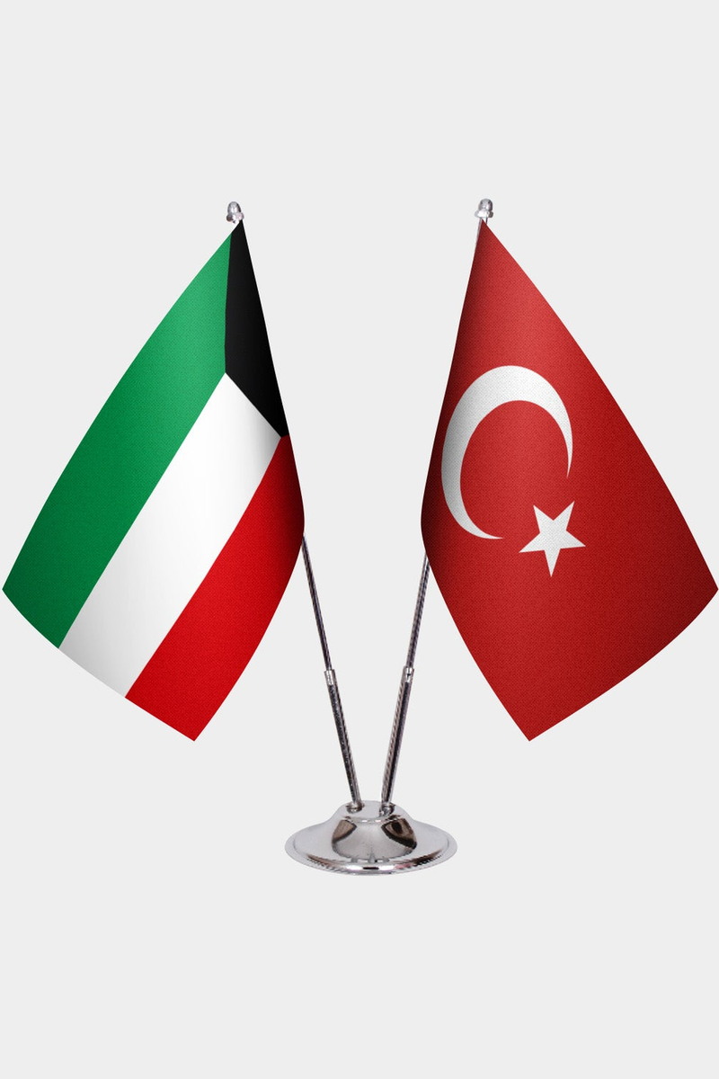 Kuveyt ve Türkiye İkili Masa Bayrağı Seti