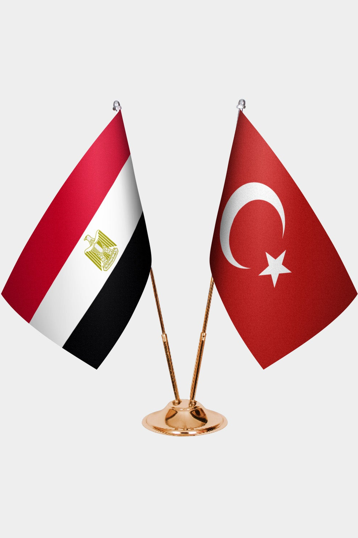 Mısır ve Türkiye İkili Masa Bayrağı Seti kurulum görünümü