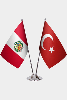 Peru ve Türkiye İkili Masa Bayrağı Seti
