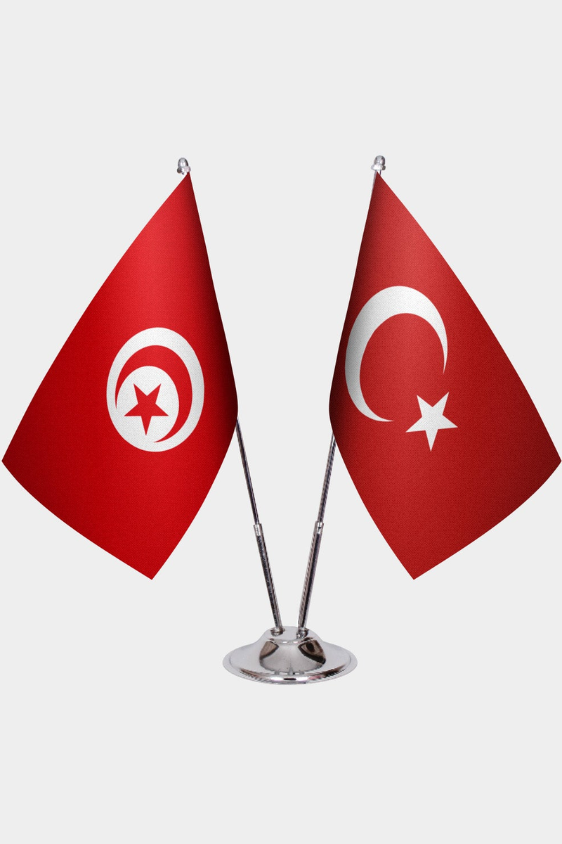 Tunus ve Türkiye İkili Masa Bayrağı Seti