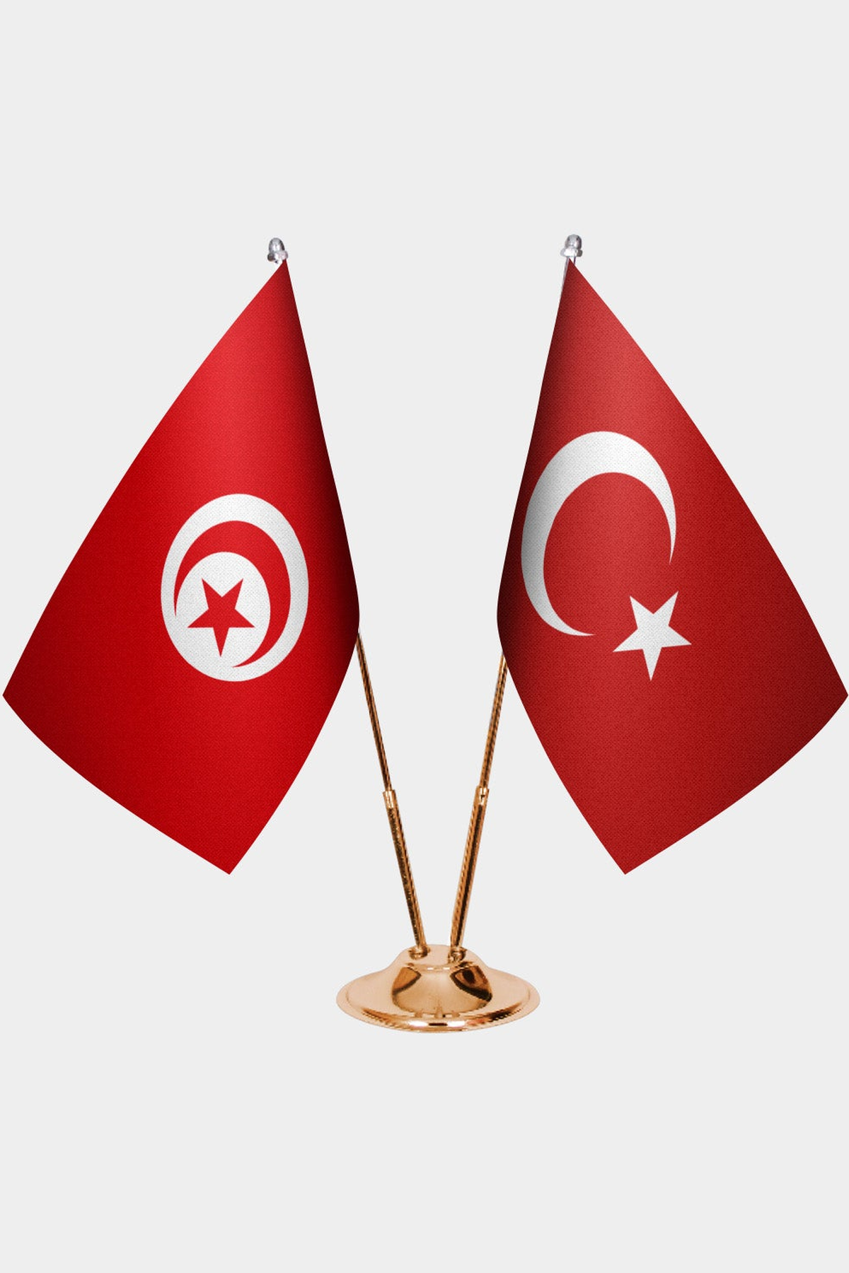 Tunus ve Türkiye İkili Masa Bayrağı Seti kurulum görünümü