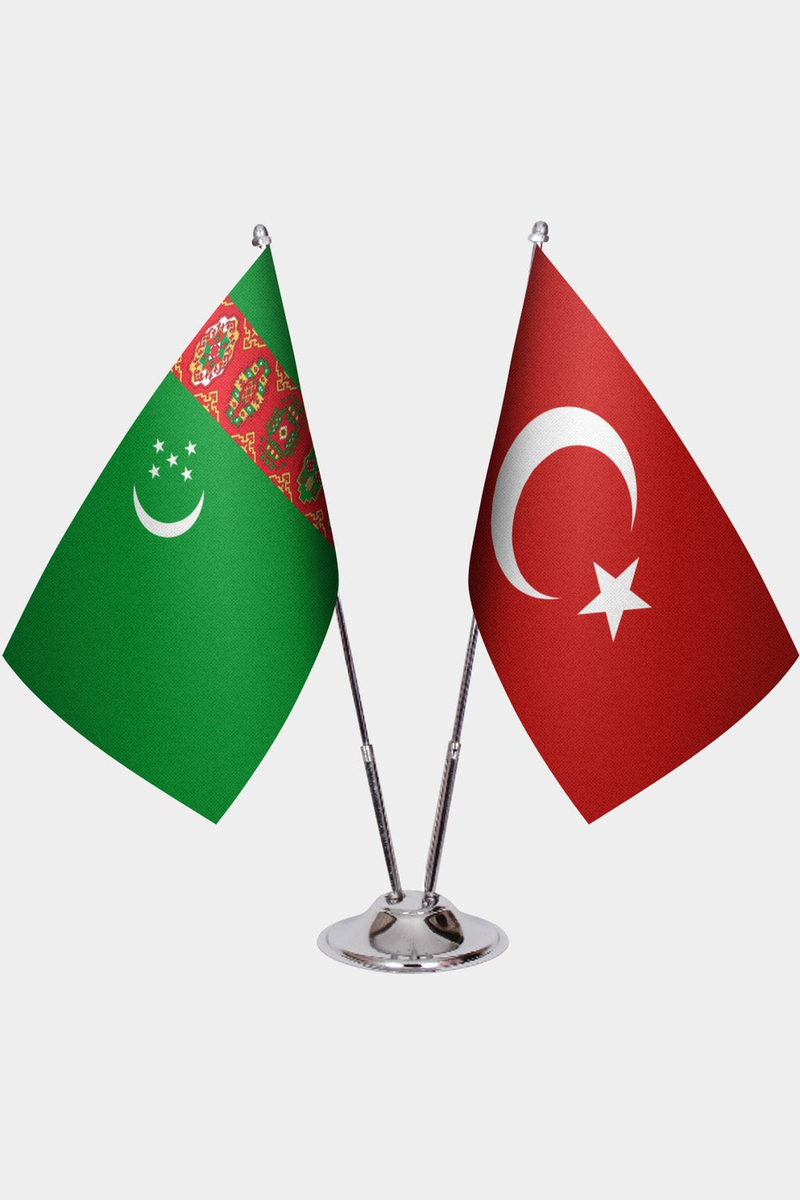 Türkmenistan ve Türkiye İkili Masa Bayrağı Seti