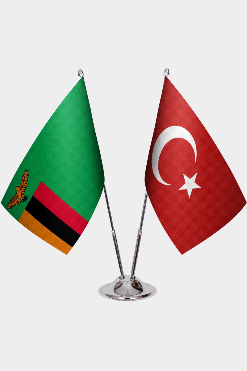 Zambiya ve Türkiye İkili Masa Bayrağı Seti